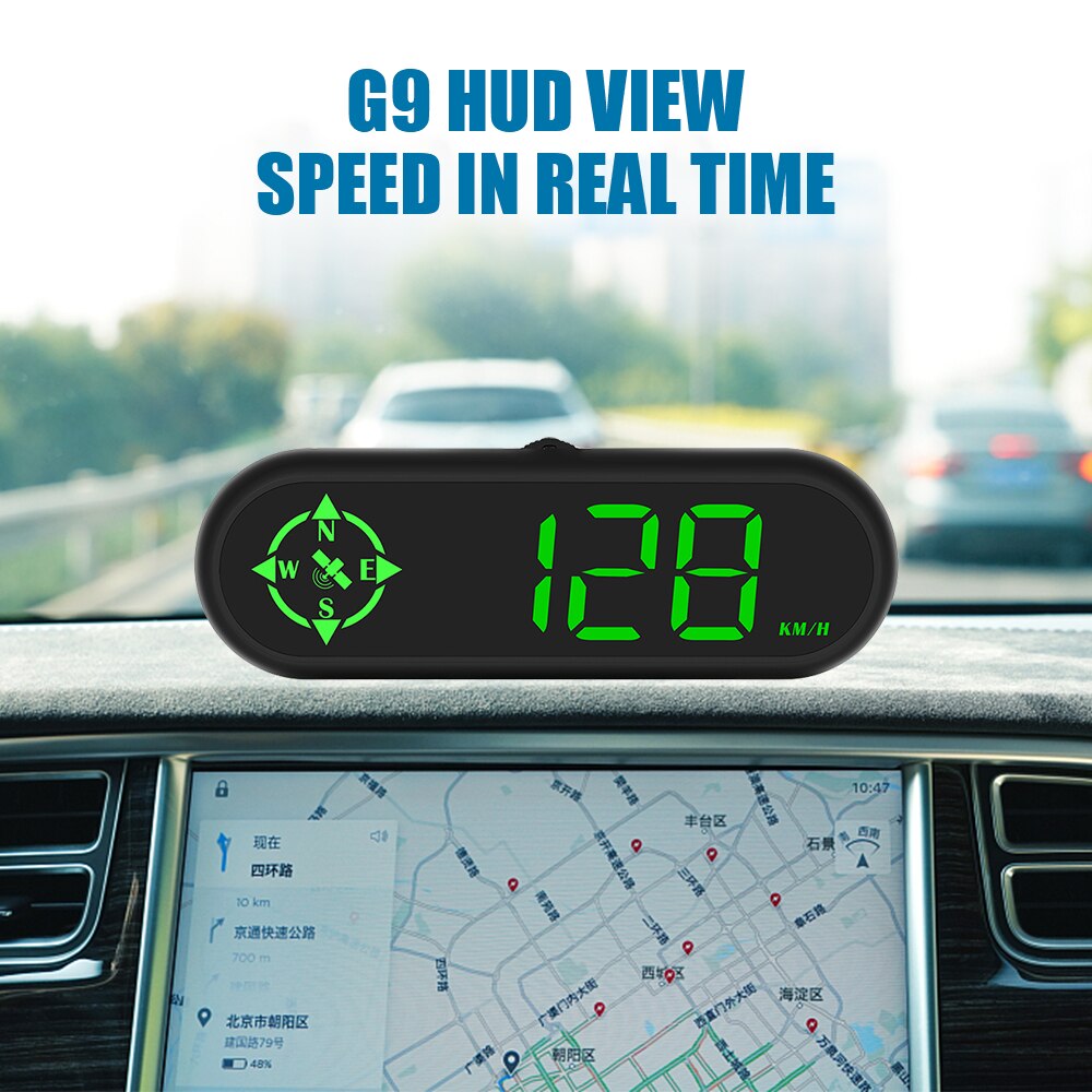 Heads Up Display Speedometer With GPS Compass Overspeed Alarm LED HUD G9 Universal